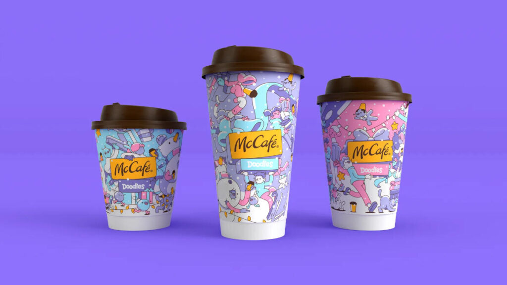 mcdonalds and doodles holiday coffee cups